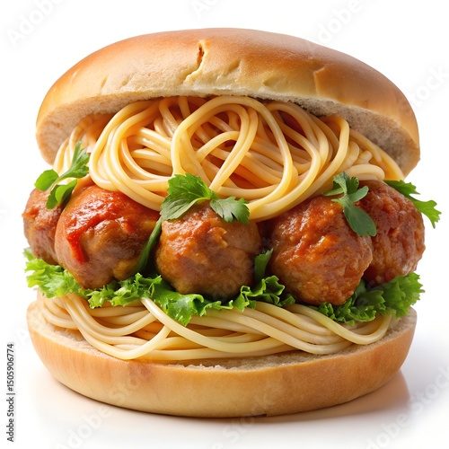 Spaghetti Sandwich with Meatballs Photo