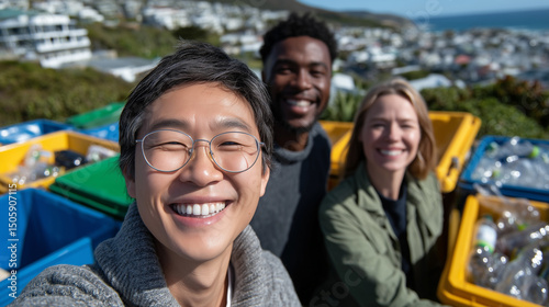 A diverse group of smiling ...
