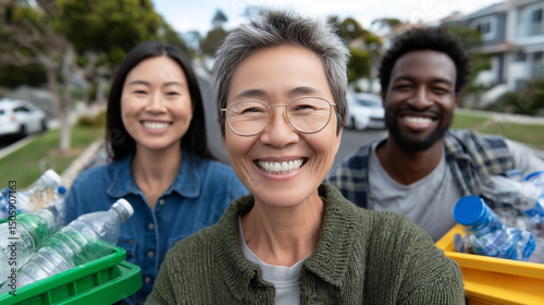 A diverse group of smiling ...