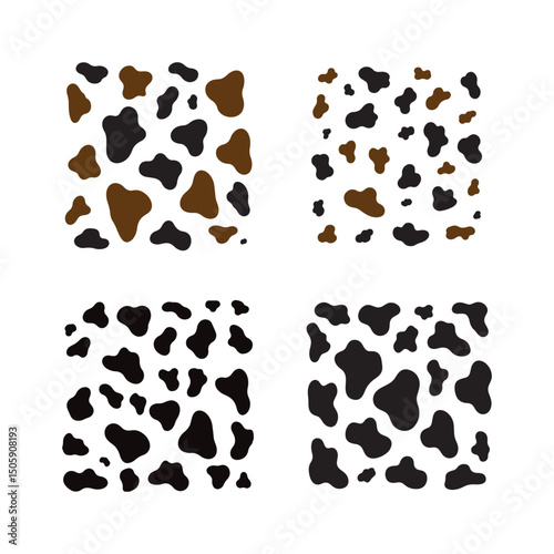 Set of cow print pattern silhouette vector flat illustration design.