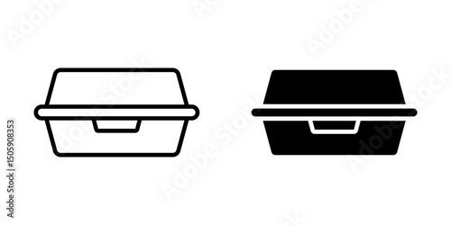 Foam meal box Icon set. Symbol isolated white background. vector illustration. color editable.