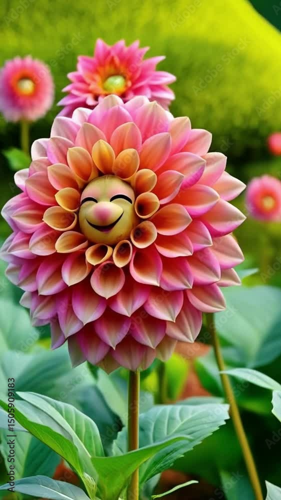 dahlia smiling flower in garden