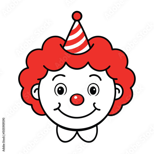  Clown with party hat vector icon