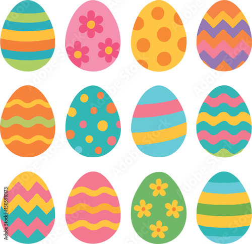colorful easter eggs vector 