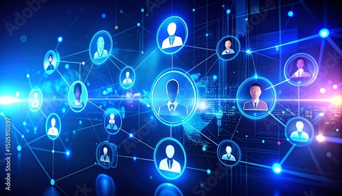 Digital Network Connection with Abstract Global Business Visuals