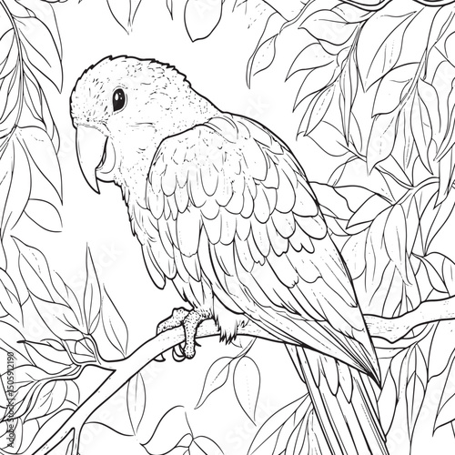 hand drawn parrot coloring book