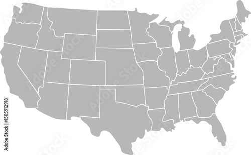 vector of grey color USA map on white background