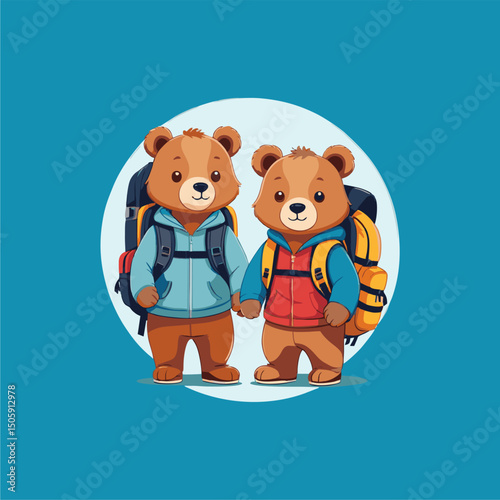Bear illustration with back to school theme. for t-shirt, brooch or logo design