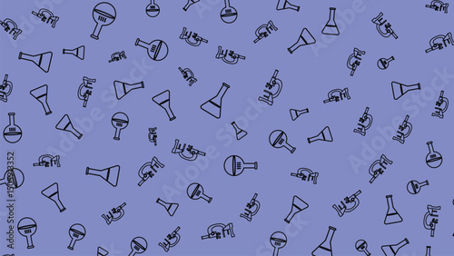 Stylish chemistry pattern featuring laboratory equipment, perfect for educational materials, designs, or backgrounds.