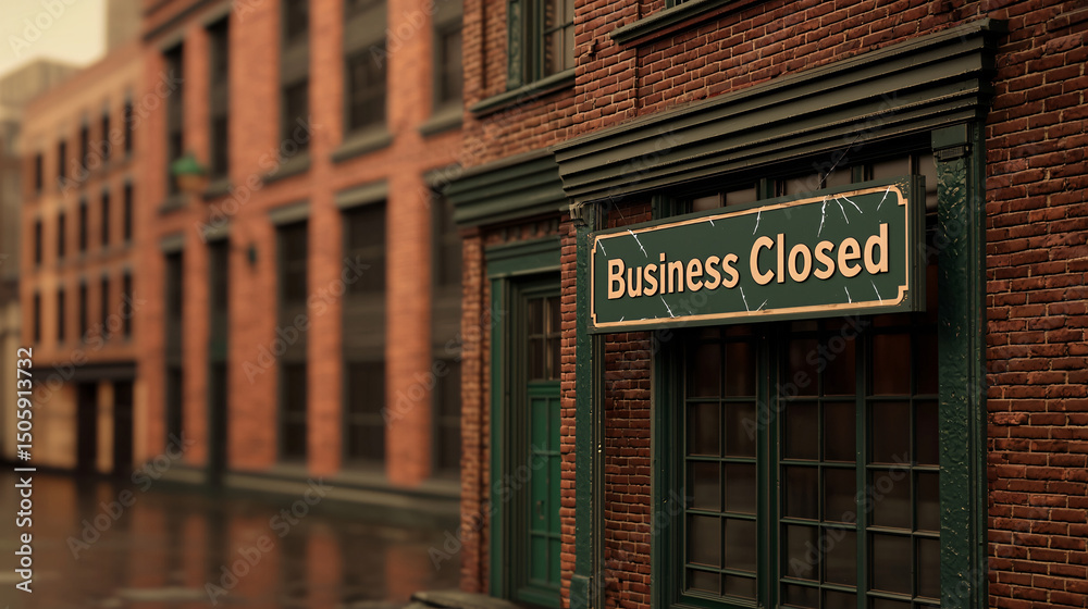 Obraz premium business closed. Closed business storefront in a brick building setting.