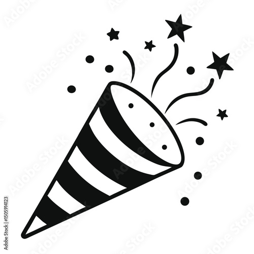 Party popper with stars vector icon