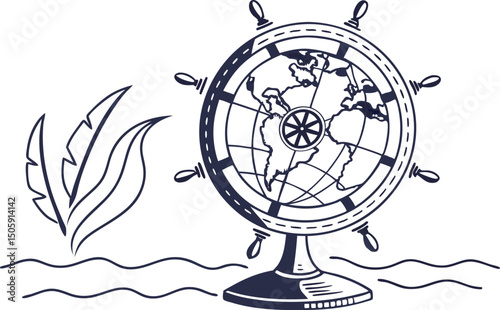 globe with compass