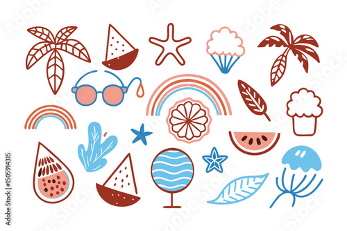 Summer Vibes Cute Hand-Drawn Tropical Elements