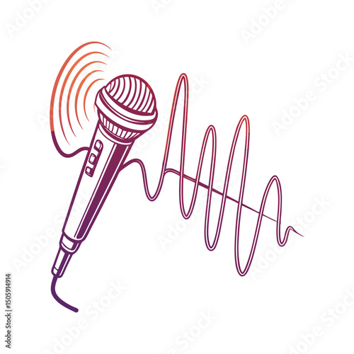 man singing into microphone. vector illustration of a lollipop.