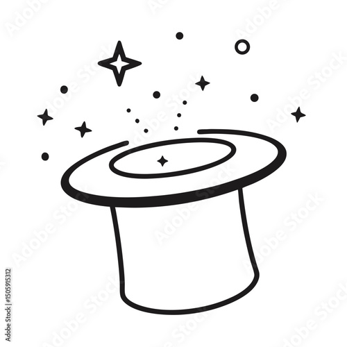  Magic Hat with Sparkling Stars Vector Icon
