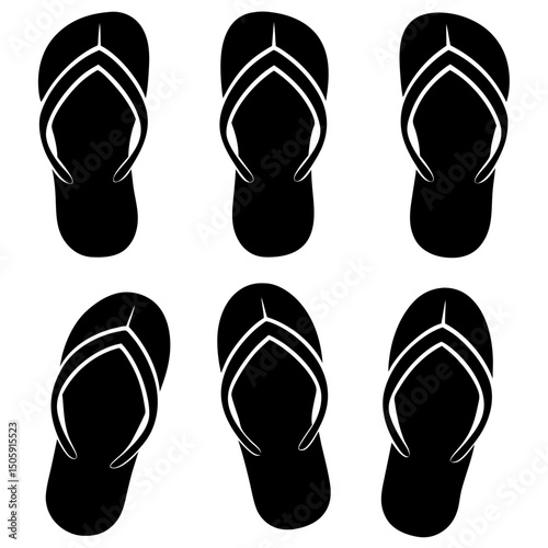 Flip flops silhouette on white background vector illustration