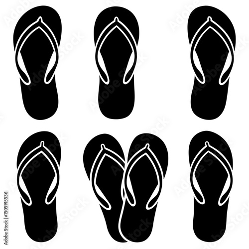 Flip flops silhouette on white background vector illustration