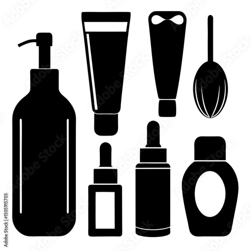 Skin care cosmetic product silhouette vector illustration