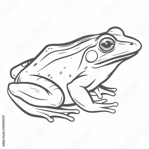 American Bullfrog Line Art Illustration