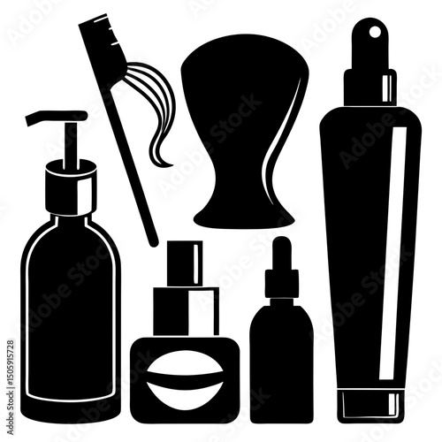 Skin care cosmetic product silhouette vector illustration