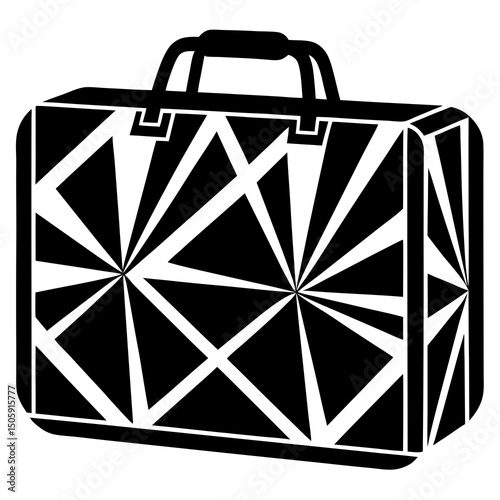 Geometric patterned suitcase design vector illustration