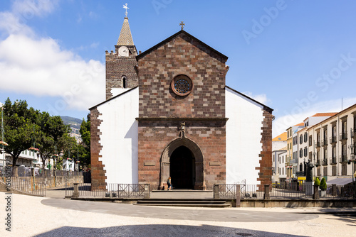 View of the Funchal Cathedral (Sé do Funchal) in the city of Funchal. Madeira island, Portugal