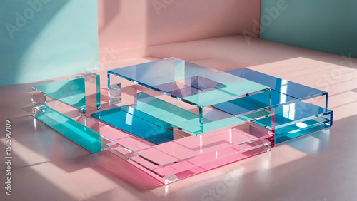 Abstract Pastel Glass Blocks: Modern Geometric Art