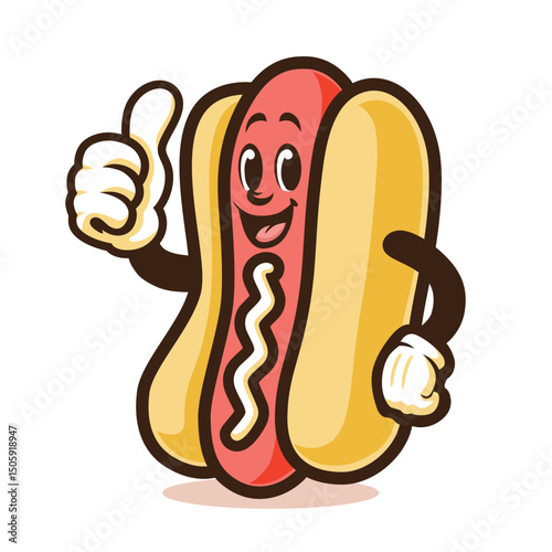 Happy Smile Thumb Up Hotdog Mascot Vector Design.eps