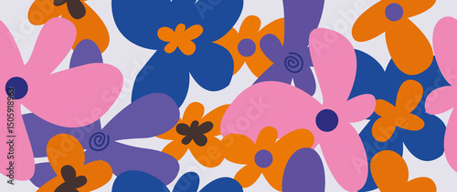 Flat seamless background. Minimalistic abstract floral pattern. Modern color print on a light background. Ideal for textile design, screensavers, covers, cards, invitations and posters..