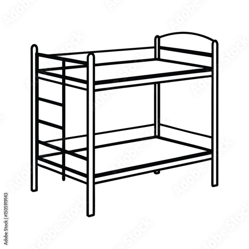 A clip art of Bunk Bed outline on white background