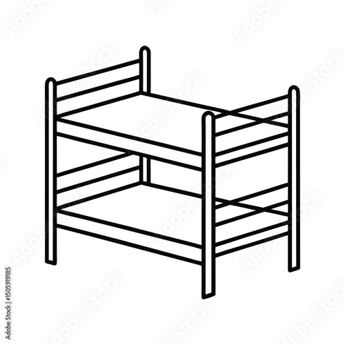 A clip art of Bunk Bed outline on white background