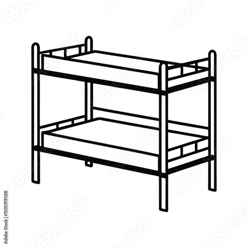 A clip art of Bunk Bed outline on white background