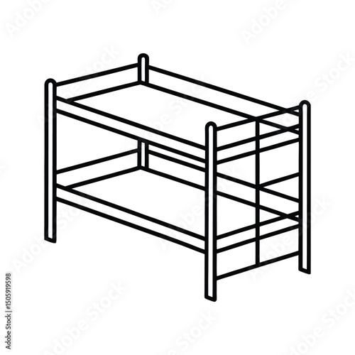 A clip art of Bunk Bed outline on white background