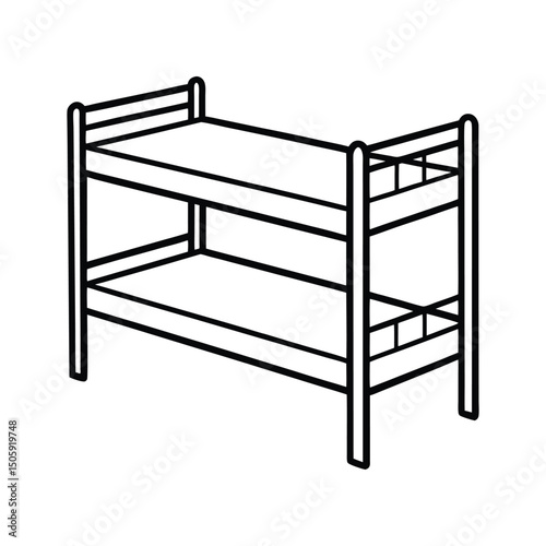 A clip art of Bunk Bed outline on white background