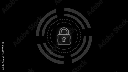 Lock Icon. Cyber Security of Digital Data Network Protection. High-speed connection data analysis. Technology data binary code network conveying connectivity background concept.