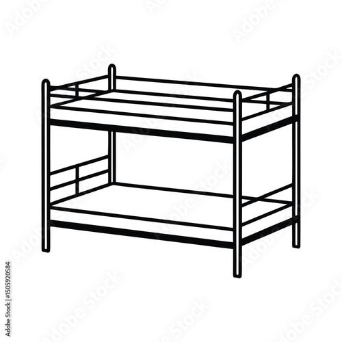 A clip art of Bunk Bed outline on white background