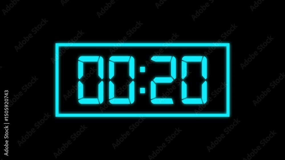 Digital Simple 30 seconds rectangle countdown timer animation from 30 to 0 seconds on transparent background with alpha channel, countdown. 4k video Digital Simple 30 seconds rectangle countdown timer animation from 30 to 0 seconds on transparent background with alpha channel, countdown. 4k video