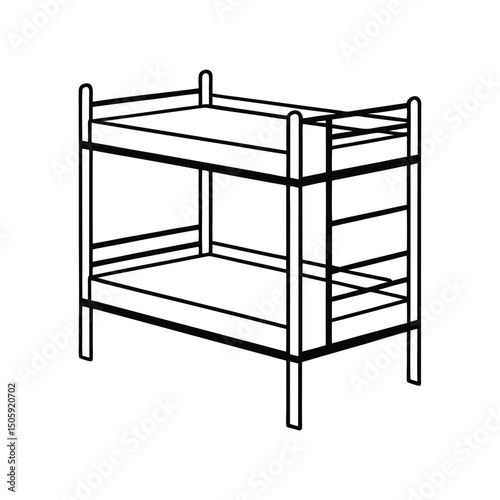 A clip art of Bunk Bed outline on white background