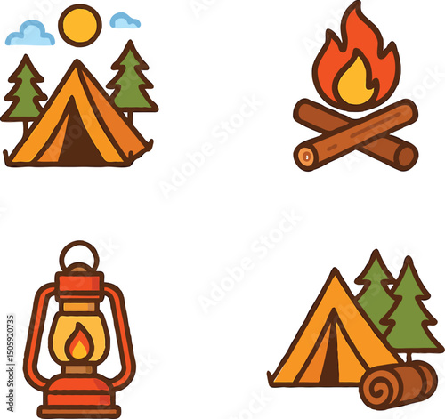 set of camping elements