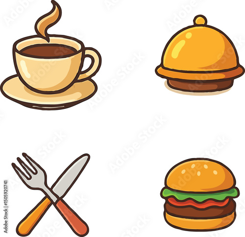 fast food icon set