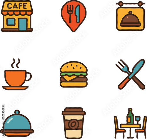 set of icons for restaurant