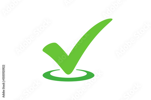 Green check mark with a circle beneath it