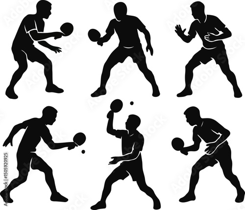 table tennis players silhouettes