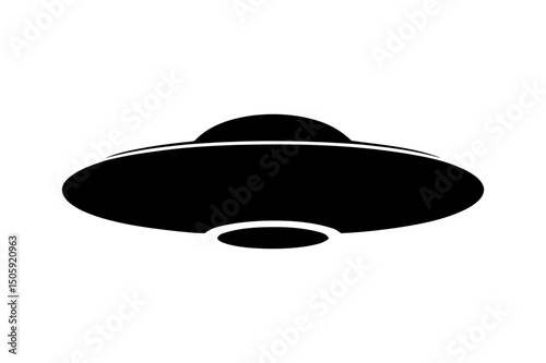 A black silhouette of a flying saucer