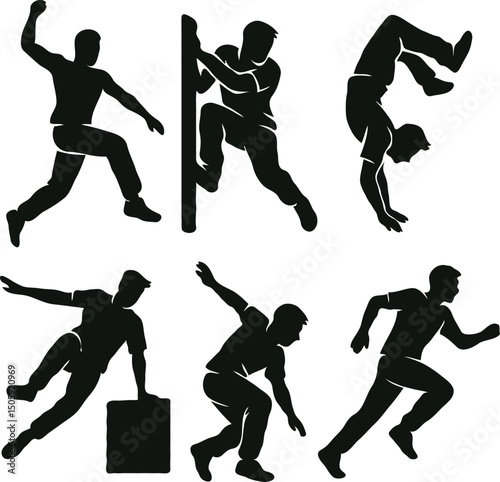 difference types of parkour silhouette