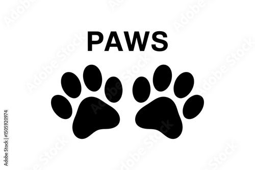 Two black paw prints with paws text above