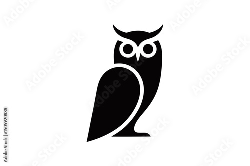 Stylized black owl with pointed ears icon