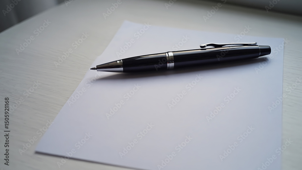 Black and silver pen on white paper