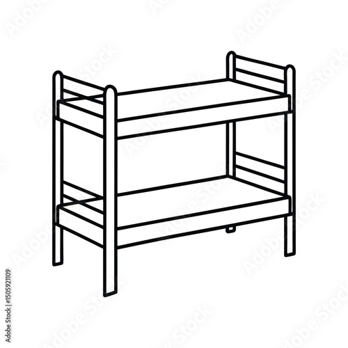 A clip art of Bunk Bed outline on white background