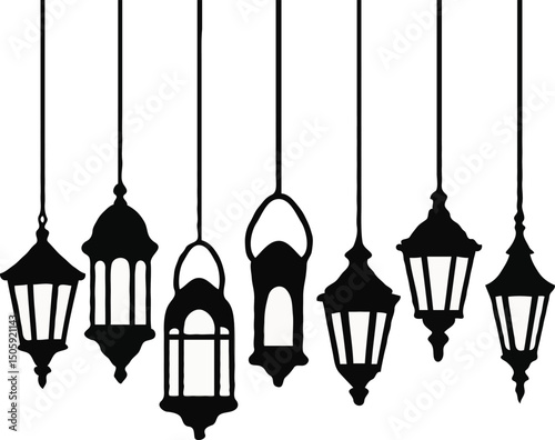 vector set of lantern silhouette 